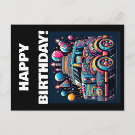 Cartão Postal Aventura de Ônibus de Aniversário