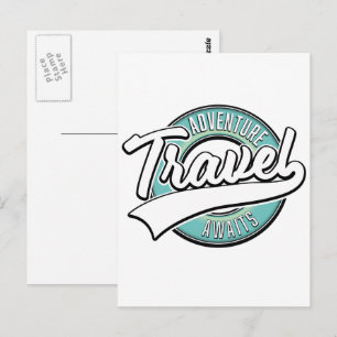 Cartão Postal Aventura de Viagem Espera logotipo vintage