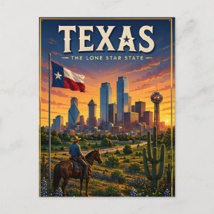 Cartão Postal Aventura do pôr do sol no deserto do Texas Lone St