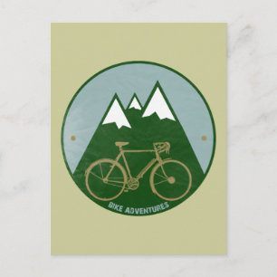 Cartão Postal aventura dos ciclistas, montanhas