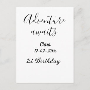 Cartão Postal Aventura espera feliz aniversário de 1 ano nome da