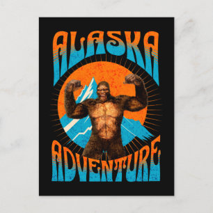 Cartão Postal Aventura Retro Sasquatch Montanha do Alasca