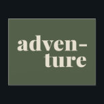 Cartão Postal Aventura | Simples aspas Inspiracionais Verde<br><div class="desc">Aventura | Cartão-postal verde de citação inspiracional simples</div>