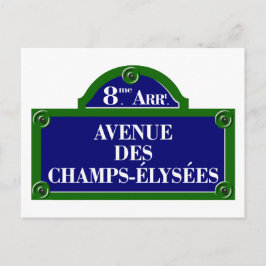 Cartão Postal Avenue des Champs-Elysee, Paris Street Sign