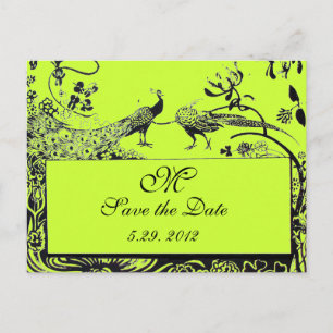 Cartão Postal AVES DE AMOR DE CASAMENTO MONOGRAMA preto e branco
