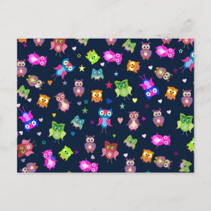 Cartão Postal Aves de capoeira - corujas