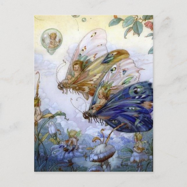 Cartão Postal Aviadores da fada do vintage (Frente)