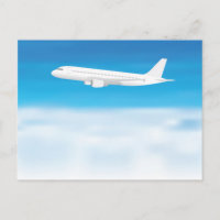 Avião branco sobre fundo de nuvem azul