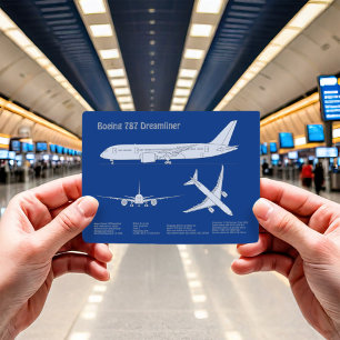 Cartão Postal Avião de Linha 787 - Desenho do Plano de Blueprint