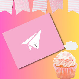 Cartão Postal Avião de Papel Simples & Bússola, Aniversário Fofo