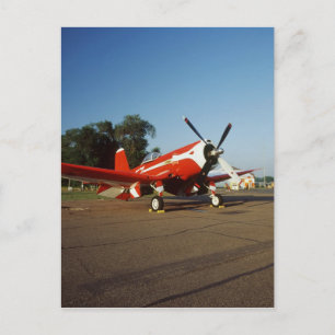 Cartão Postal Avião F2G-1D Super Corsair num espetáculo aéreo