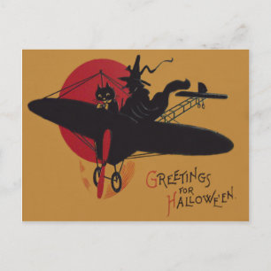 Cartão Postal Avião Negra De Bruxas Voadoras