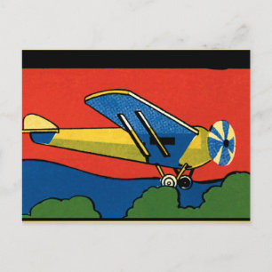 Cartão Postal Avião Retro Deco