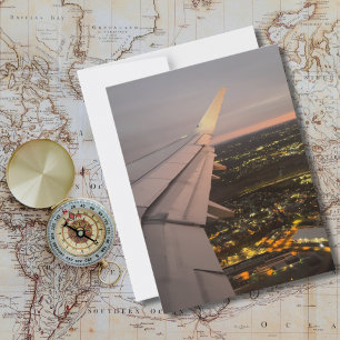 Cartão Postal Avião Wing Photo Sunrise Horizonte Aviação