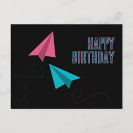 Cartão Postal Aviões de Papel Feliz Aniversário