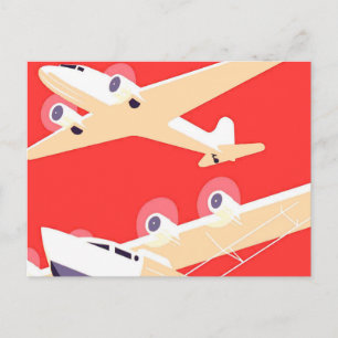 Cartão Postal Aviões Voando Aviões Propulsores Vintage