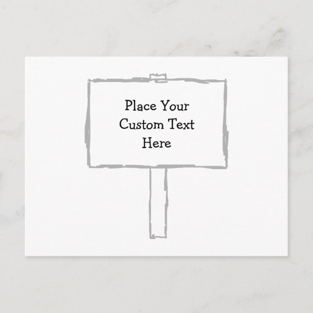 Cartão Postal Aviso de cartaz. Cinza e branco. (Frente)