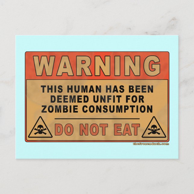 Cartão Postal Aviso de Incapacidade para Consumo Zombie (Frente)