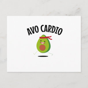 Cartão Postal Avo Cardio Funny Avocado Workout Dieta Vegan
