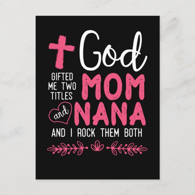 Cartão Postal Avó Cristã Religiosa Nana e Mãe (Frente)