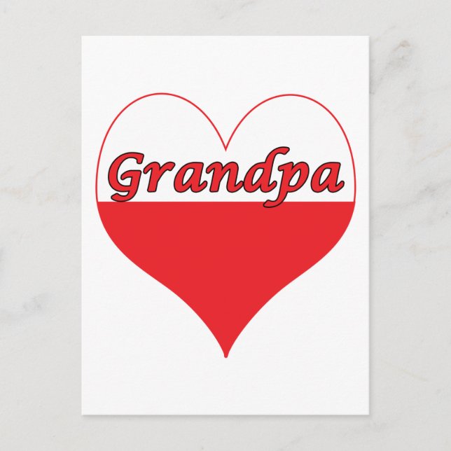 Cartão Postal Avô Polonês Heart (Frente)