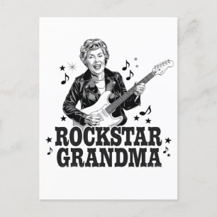 Cartão Postal Avó Rockstar – Design de Música Divertido e Retrô