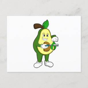 Cartão Postal Avocado como cabeleireiro com Razor
