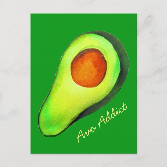 Cartão Postal Avocado viciado em arte verde (Frente)