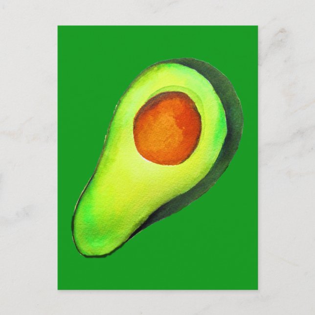 Cartão Postal Avocado viciado em arte verde (Frente)