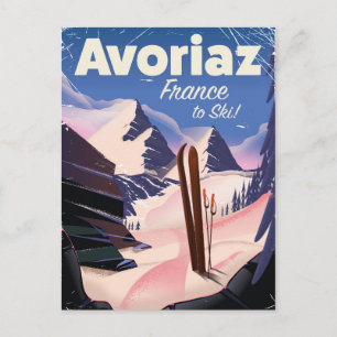 Cartão Postal Avoriaz, poster de viagens de Esqui Francês
