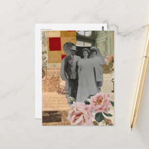 Cartão Postal Avós Lindos Colagem de Mídia Mista