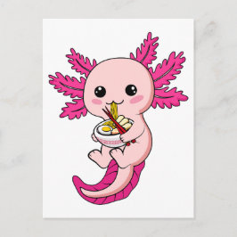 Cartão Postal Axolote Comendo Macarrão Ramen Kawaii Anime