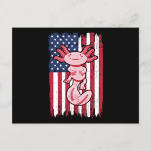 Cartão Postal Axolotl American Flag Gift EUA 4° de julho