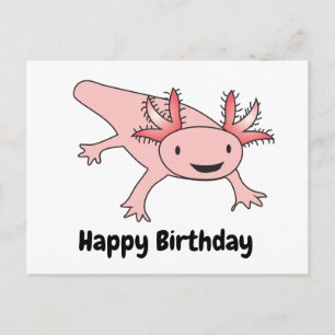 Cartão Postal Axolotl Birthday Encantado Cute