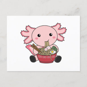 Cartão Postal Axolotl Comida Ramen Comida Japonês Kawaii Animais