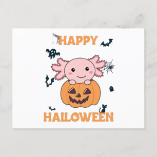 Cartão Postal Axolotl Em Pumpkin Sweet Axolotls Feliz Dia das Br