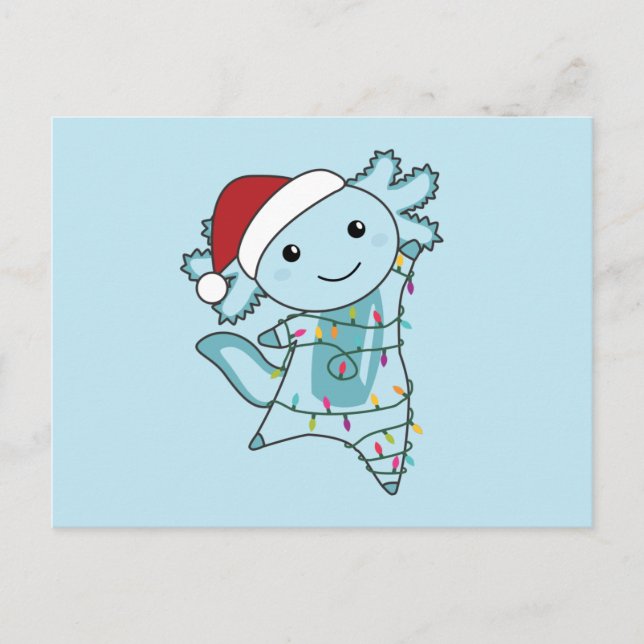 Cartão Postal Axolotl Felry Natal Animais de inverno Axolotls Po (Frente)