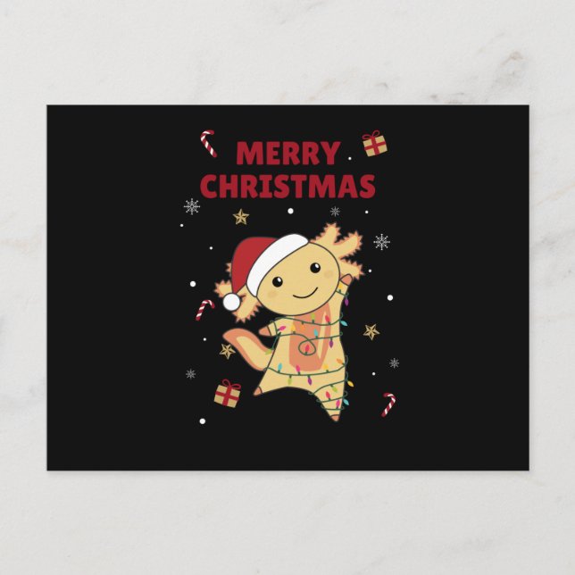 Cartão Postal Axolotl Felry Natal Animais de inverno Axolots (Frente)
