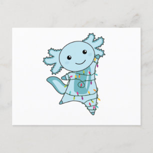 Cartão Postal Axolotl Felry Natal Animais de inverno Axolots