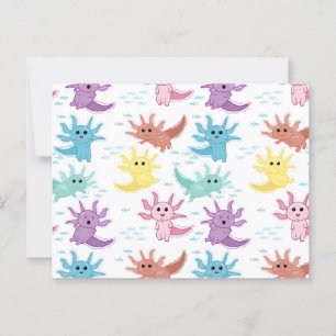 Cartão Postal Axolotl Kids Cute Salamander Patterno