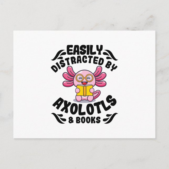 Cartão Postal Axolotls & Books | Reading Pets Cute Axolotl Gifts (Frente)