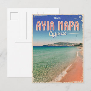 Cartão Postal Ayia Napa Chipre, praia branca presentes Mediterrâ