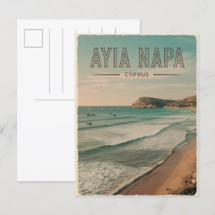 Cartão Postal Ayia Napa Chipre, praia branca presentes mediterrâ