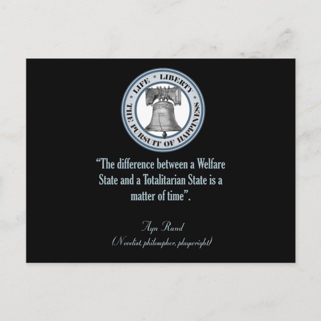 Cartão Postal Ayn Rand Cote (Totalitarismo) (Frente)