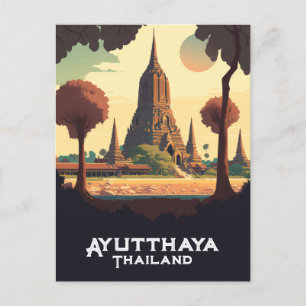 Cartão Postal Ayutthaya Thailand Templple Sunset