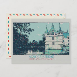 Cartão Postal Azay-le-Rideau castelo no vale do Loire, França
