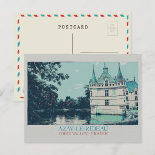 Cartão Postal Azay-le-Rideau castelo no vale do Loire, França