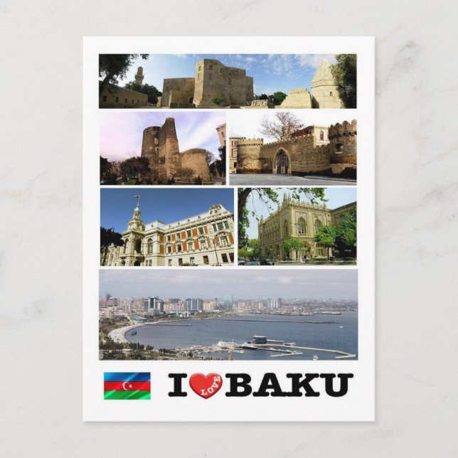 Cartão Postal Azerbaijão - Baku - I Love - (Frente)