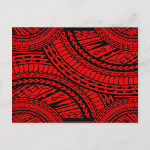 Cartão Postal Aztec Art Red Black Tribal