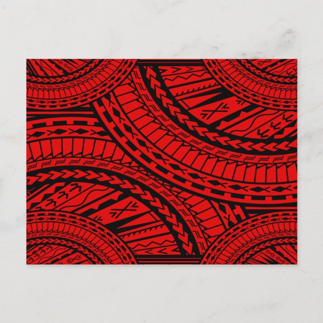 Cartão Postal Aztec Art Red Black Tribal (Frente)